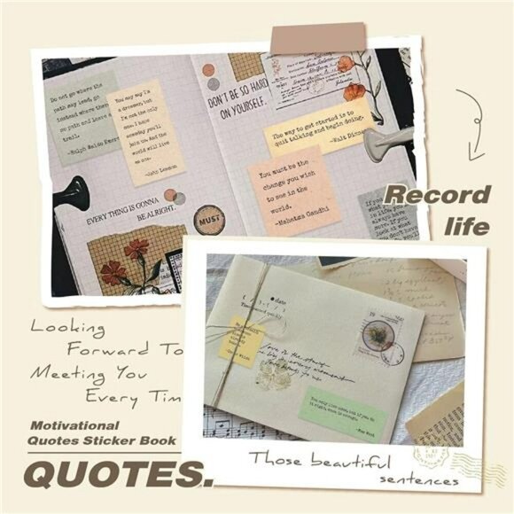 Vintage Quote Sticker Pad 246 Pcs Motivational Journal Scrapbook Stickers - Picture 4 of 7